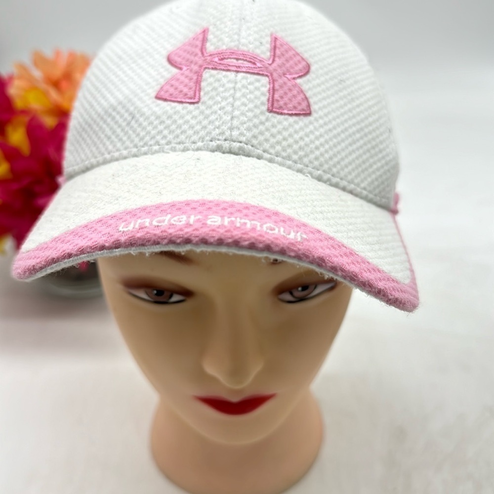 Under Armour Pink White Adjustable Logo Baseball Hat HT5230F